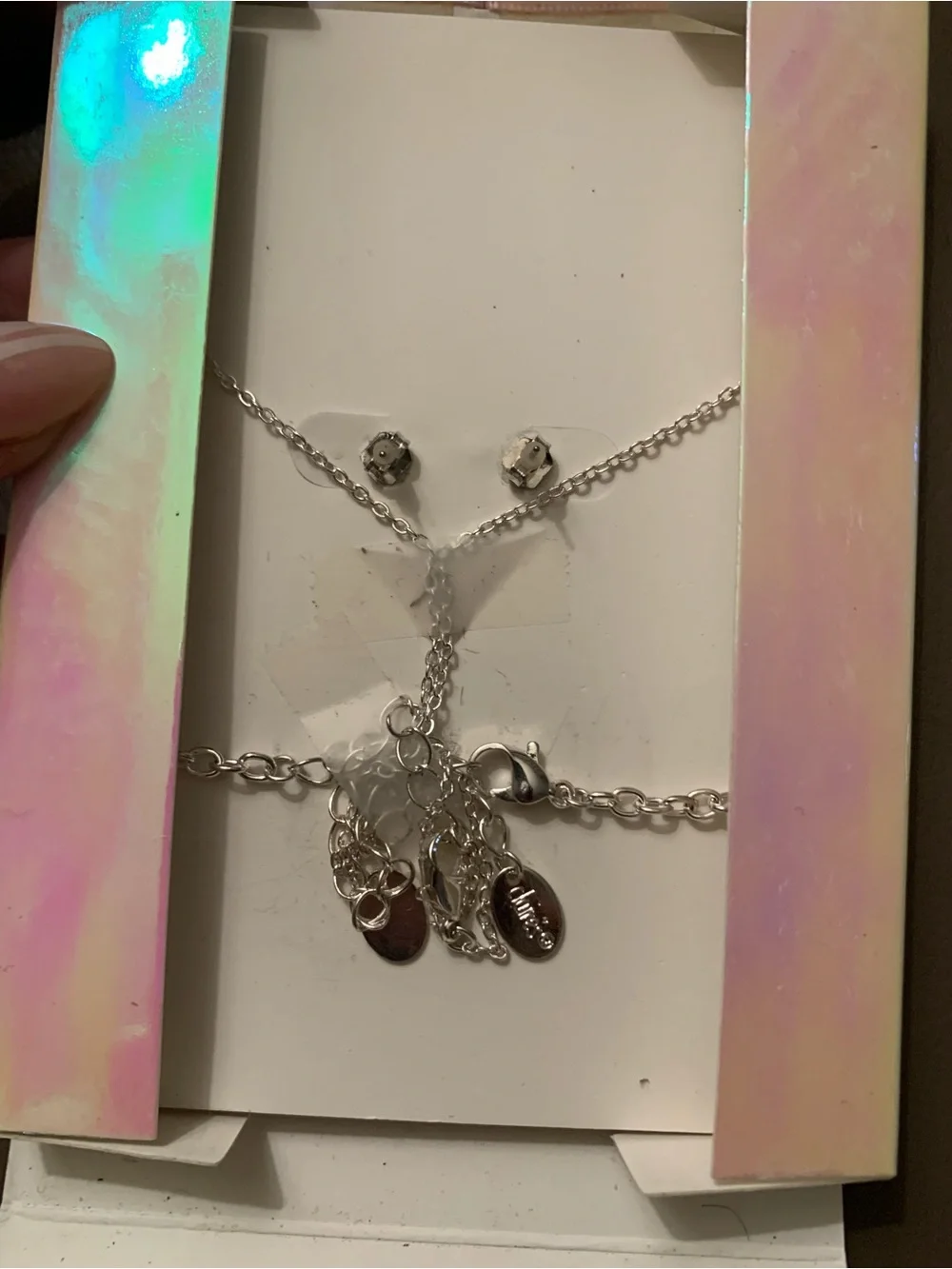 Claire's Silver Locket Heart 🤍 Initial “R” Charm Jewelry Set of 3 -